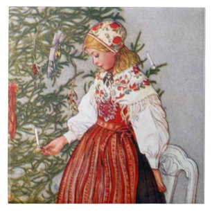 Carl Larsson kerstboom Fine Art Tile Trivet Tegeltje