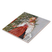 Carl Larsson kerstboom Fine Art Tile Trivet Tegeltje (Zijkant)