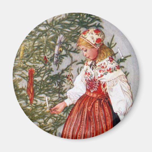 Carl Larsson kerstboom koelkastmagneet Magneet (Voorkant)
