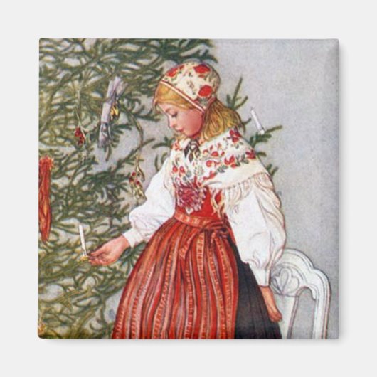 Carl Larsson kerstboom koelkastmagneet Magneet (Voorkant)