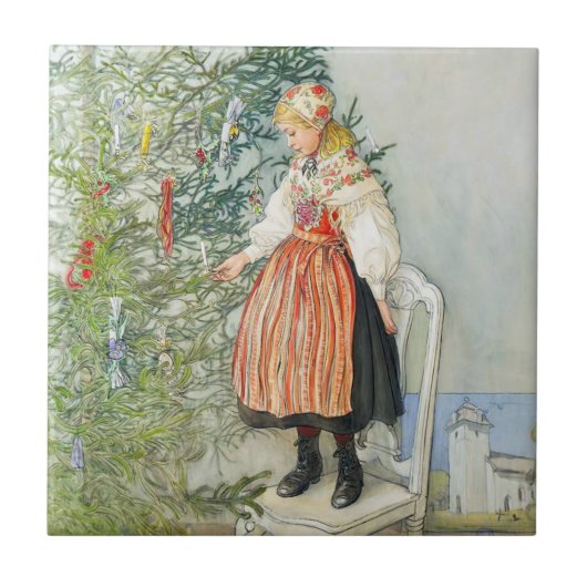 Carl Larsson kerstboom Tegeltje (Voorkant)
