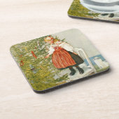 Carl Larsson kerstboombomen Confetti Vintage Drankjes Onderzetter (Linkerzijde)