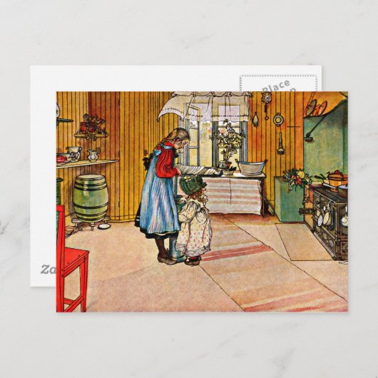 Carl Larsson kunst: De Keuken Briefkaart (Voorkant / Achterkant)