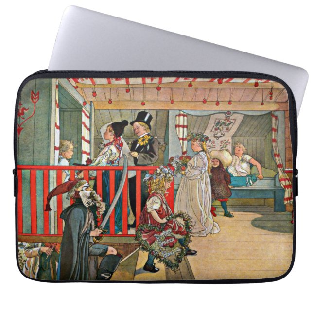 Carl Larsson-kunst: Een feestdag Laptop Sleeve (Voorkant)
