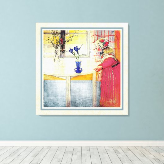 Carl Larsson Lilianna en de Krokus Canvas Afdruk (Insitu (Houten vloer))