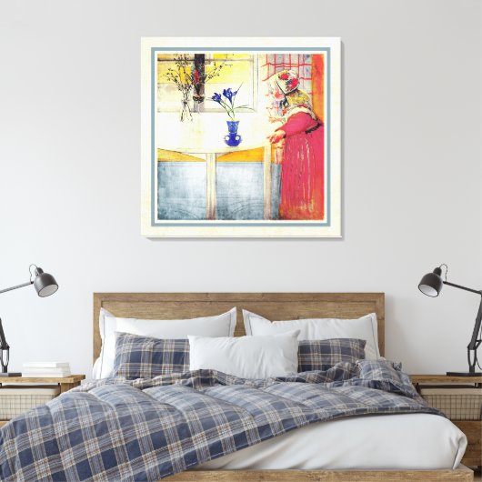 Carl Larsson Lilianna en de Krokus Canvas Afdruk (Insitu (Slaapkamer))