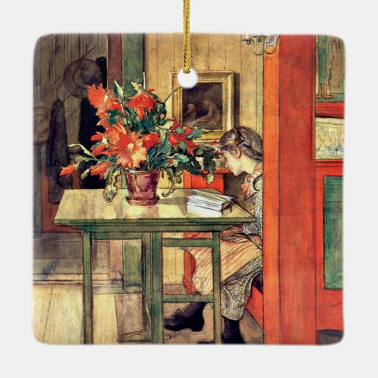 Carl Larsson - Lisbeth Reading, beroemd schilderij Keramisch Ornament (Achterkant)