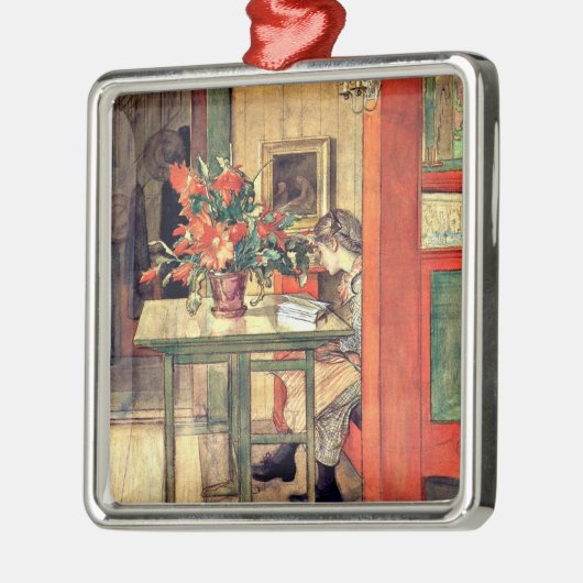 Carl Larsson - Lisbeth Reading, beroemd schilderij Metalen Ornament (Links)