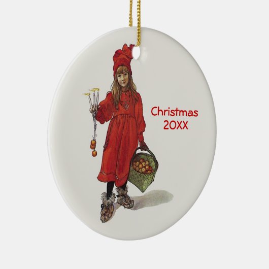 Carl Larsson Little Swedish Girl Custom Dated Keramisch Ornament (Rechts)
