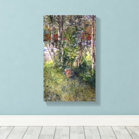 Carl Larsson Nap in de groenen Canvas Afdruk (Insitu (Houten vloer))