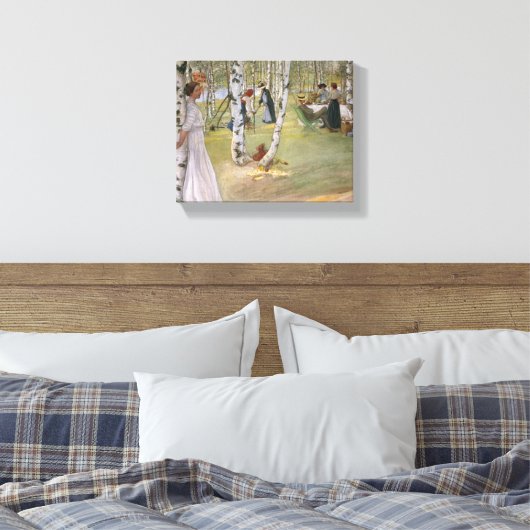 Carl Larsson - Ontbijt in de open lucht Canvas Afdruk (Insitu (Slaapkamer))