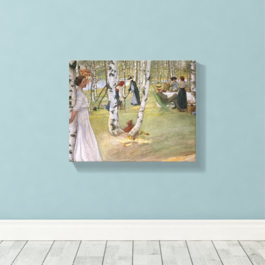 Carl Larsson - Ontbijt in de open lucht Canvas Afdruk (Insitu (Houten vloer))