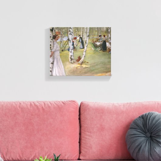 Carl Larsson - Ontbijt in de open lucht Canvas Afdruk (Insitu (Woonkamer))