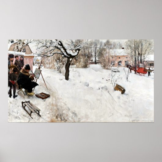 Carl Larsson Open Air Painter. Winter-Motif Poster (Voorkant)