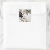 Carl Larsson Open Air Painter. Winter-Motif Vierkante Sticker (Tas)