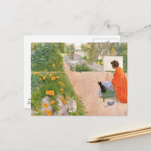 Carl Larsson painting, Bridge Briefkaart (Voorkant / Achterkant in situ)