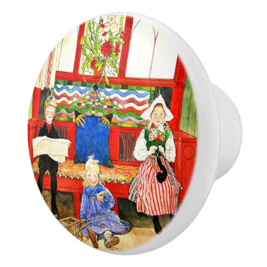 Carl Larsson - Papa, Mama, Kind, fijne kunst Keramische Knop (Rechts)