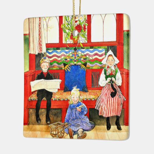 Carl Larsson - Papa, mama, kind, mooie kunst Keramisch Ornament (Links)