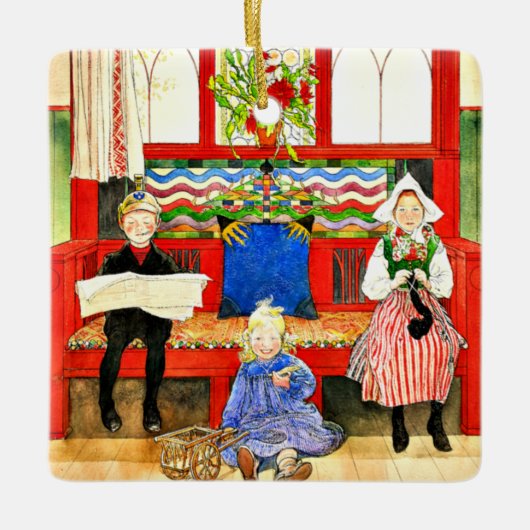 Carl Larsson - Papa, mama, kind, mooie kunst Keramisch Ornament (Voorkant)