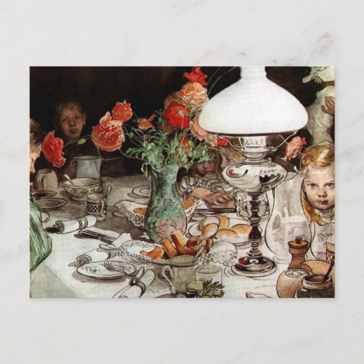 Carl Larsson - Rond de lamp Briefkaart (Voorkant)