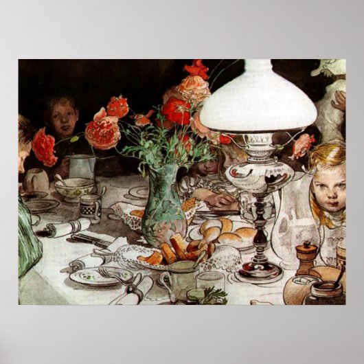 Carl Larsson - Rond de lamp Poster (Voorkant)