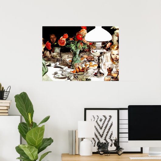 Carl Larsson - Rond de lamp Poster (Thuiskantoor)