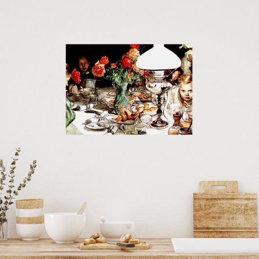 Carl Larsson - Rond de lamp Poster (Keuken)
