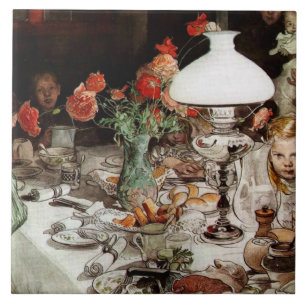 Carl Larsson - Rond de Lamp Tegeltje