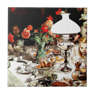 Carl Larsson - Rond de Lamp Tegeltje
