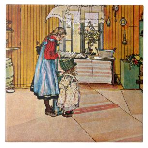 Carl Larsson schilderij, The Kitchen, Tegeltje