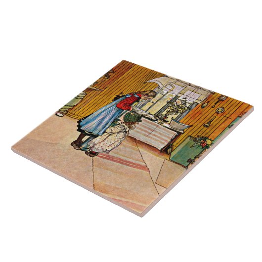 Carl Larsson schilderij, The Kitchen, Tegeltje (Zijkant)