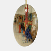 Carl Larsson Spinning Wheel Fine Art Keramisch Ornament (Rechts)