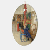 Carl Larsson Spinning Wheel Fine Art Keramisch Ornament (Links)