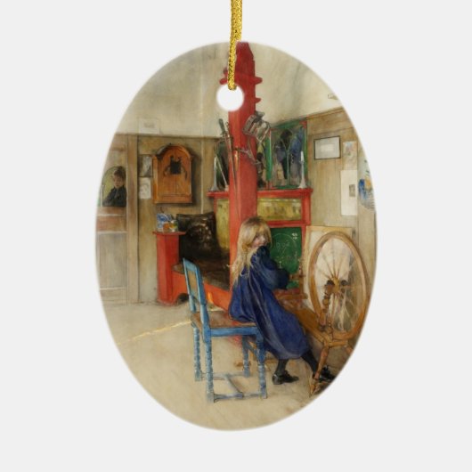 Carl Larsson Spinning Wheel Fine Art Keramisch Ornament (Voorkant)