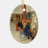 Carl Larsson Spinning Wheel Fine Art Keramisch Ornament (Achterkant)