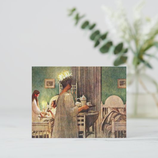 Carl Larsson St. Lucia Day Kerstmis in Zweden Briefkaart (Staand voorkant)