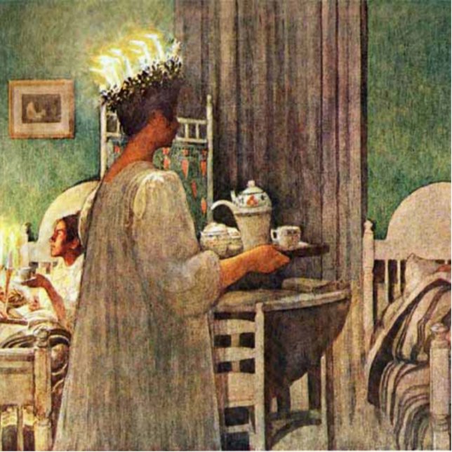 Carl Larsson St. Lucia Day Kerstmis in Zweden Fotobeeldje Magneet (Voorkant)