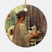 Carl Larsson St. Lucia Day Kerstmis in Zweden Keramisch Ornament (Achterkant)