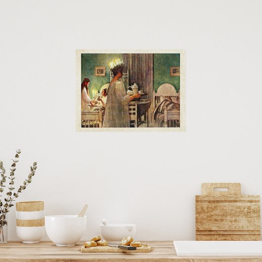 Carl Larsson St. Lucia Day Kerstmis in Zweden Poster (Keuken)