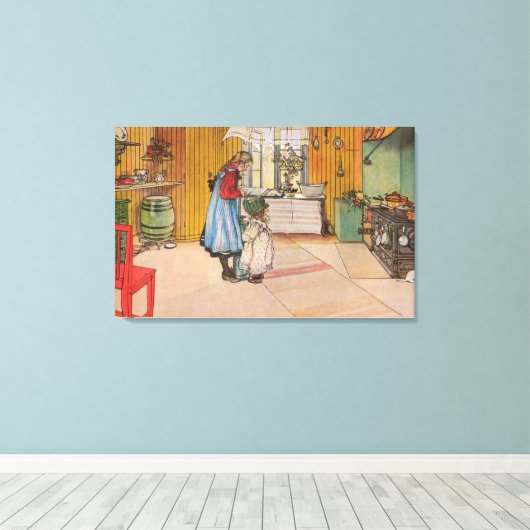 Carl Larsson The Kitchen Canvas Afdruk (Insitu (Houten vloer))