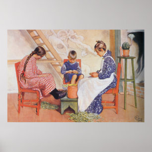 Carl Larsson they Shelled Peas Waterverf Poster