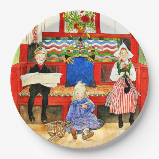 Carl Larsson - Vader, Moeder, Kind, kunstdruk Papieren Bordje (Voorkant)