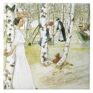 Carl Larsson Waterverf Family Painting Tile Tegeltje