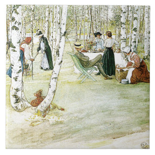 Carl Larsson Waterverf Family Painting Tile Tegeltje