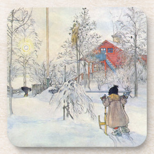 Carl Larsson Winter Scene Holiday Onderzetter Set