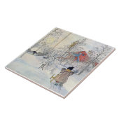 Carl Larsson Winter Snow Scene Art Tile of Trivet Tegeltje (Zijkant)