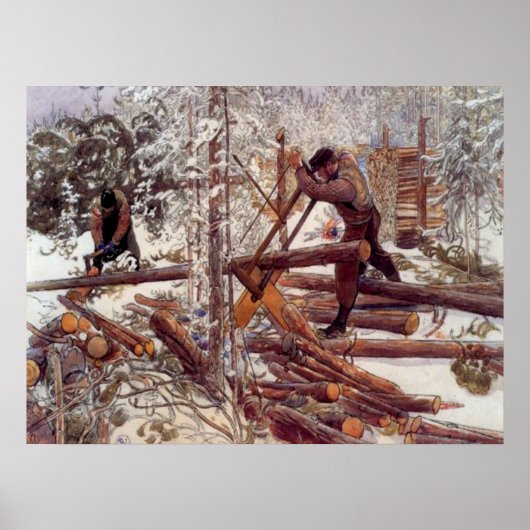 Carl Larsson Woodcutters in the Forest Poster (Voorkant)