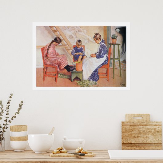 Carl Larsson Ze hebben Peas Fine Art Print gekapt (Keuken)