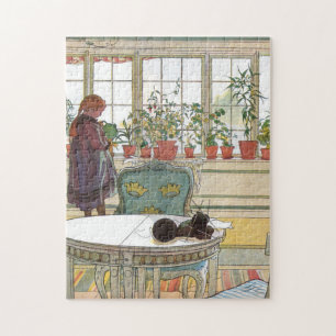 Carl Lasson - Bloemen op het raam Legpuzzel