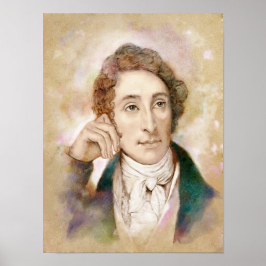 Carl Maria von Weber Portrait im Aquarell Style Poster (Voorkant)
